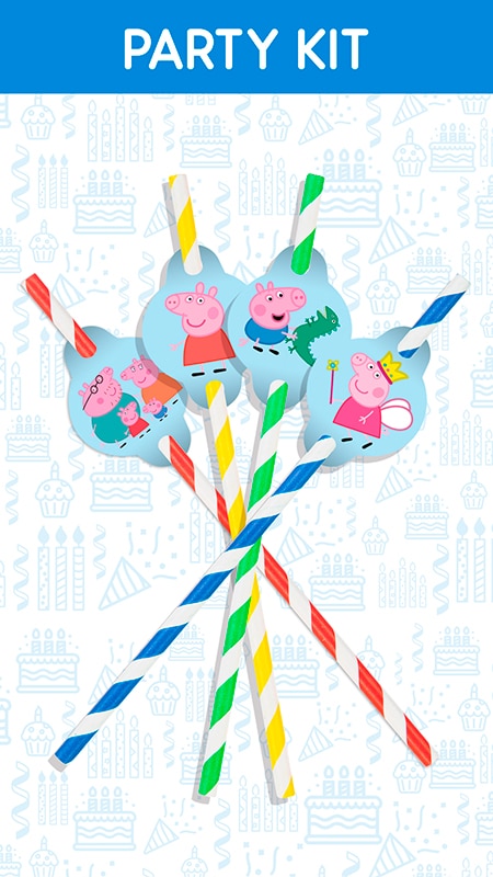 Peppa Pig topper straw for birthday parties